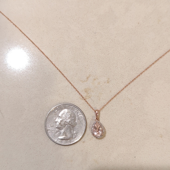 Rose Gold Tear Drop Necklace - Picture 7 of 7